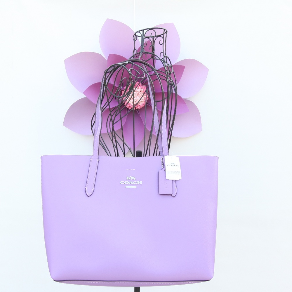COACH Leather Tote bag purse Purple Iris Violet
